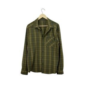 Royal Robbins Medium Button Front Shirt Green Long Sleeve Light Travel Mens